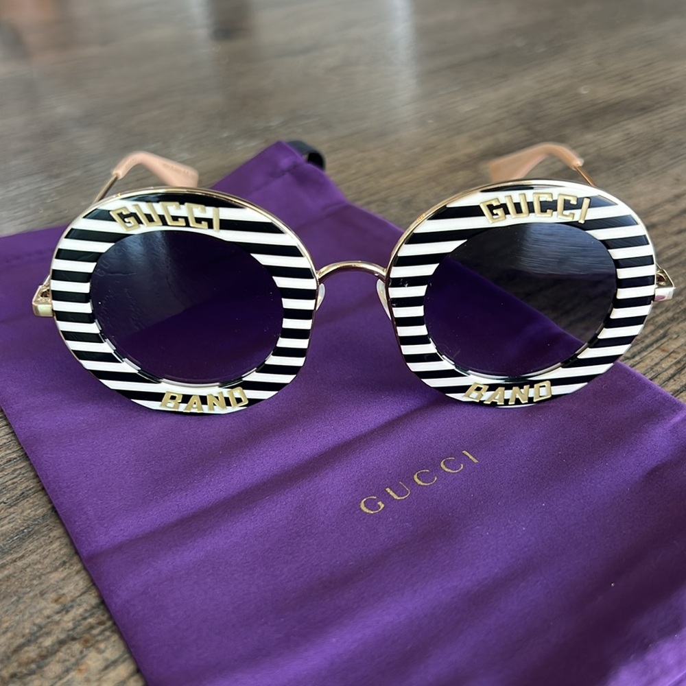New! Authentic GUCCI Round Metal Frame Sunglasses